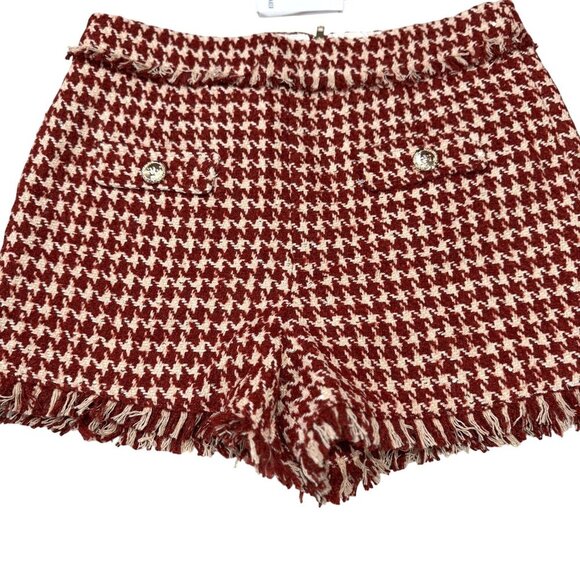 Walter Baker 10 Dora Tweed Shorts Wine Houndstooth Gingham NWT MSRP $198 - Picture 3 of 9